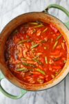 The finished Chicken Cacciatore in a Dutch Oven.