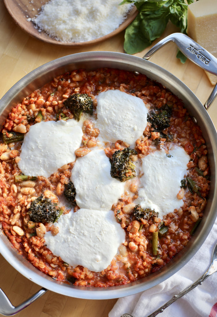 Easy Italian Farro Casserole with Burrata Elle & Pear