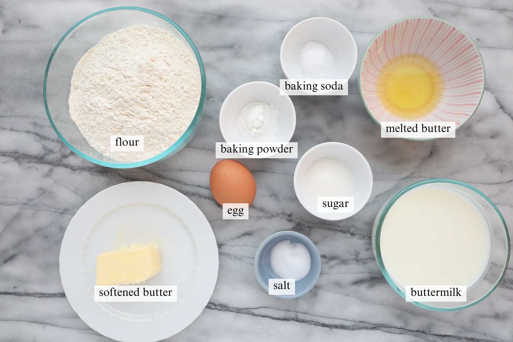 The ingredients needed to make Irish Soda Bread.