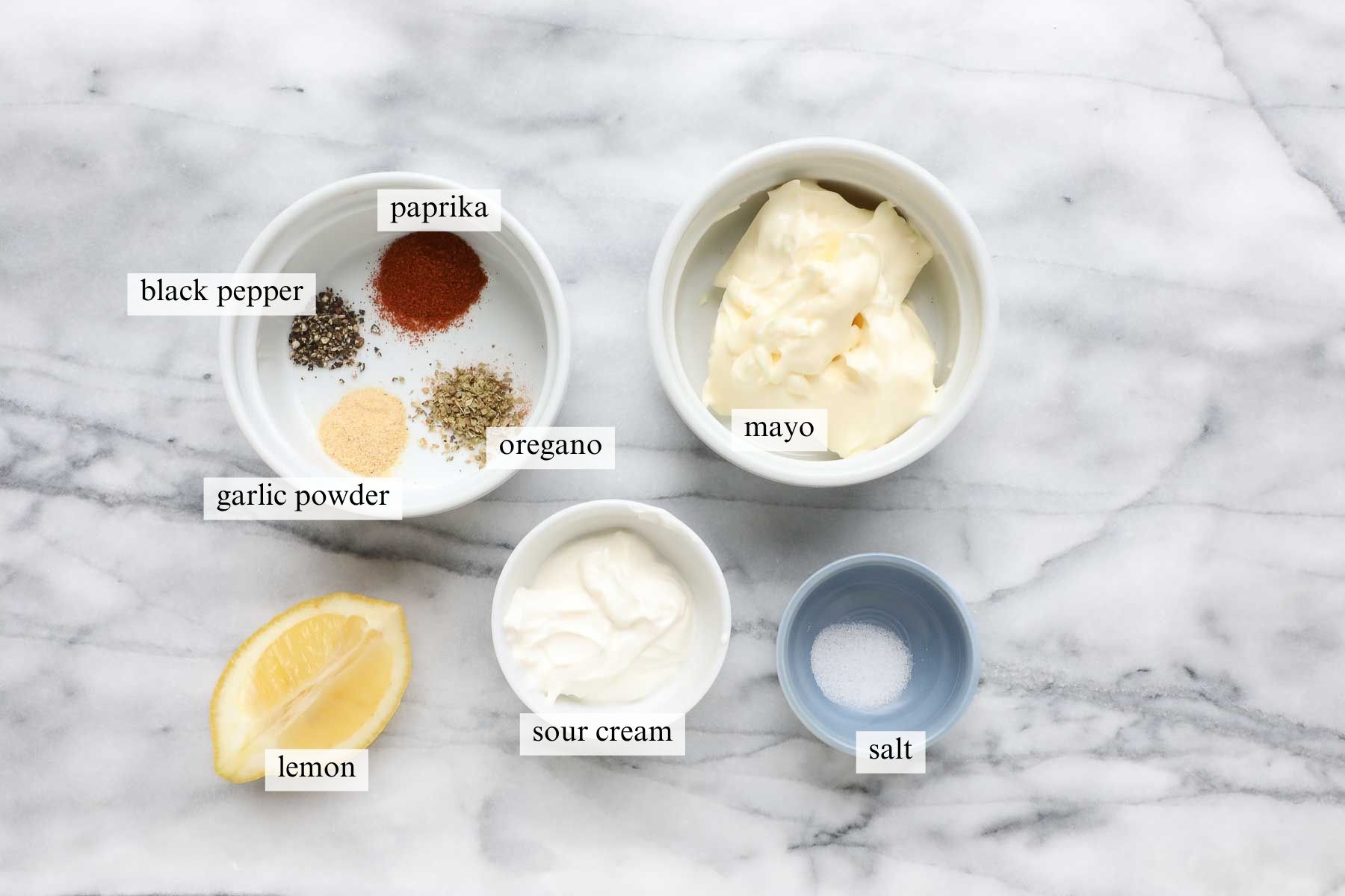 The ingredients needed to make the dipping sauce.