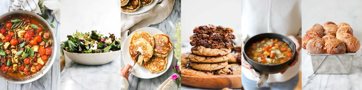 A collage of recipes featured on Elle and Pear.