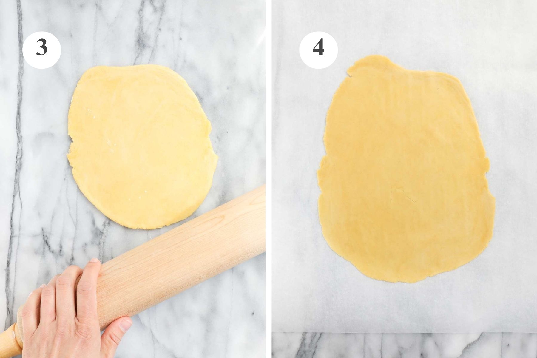 The Einkorn Cracker dough rolled out with a rolling pin, and transferred to a sheet of parchment paper.
