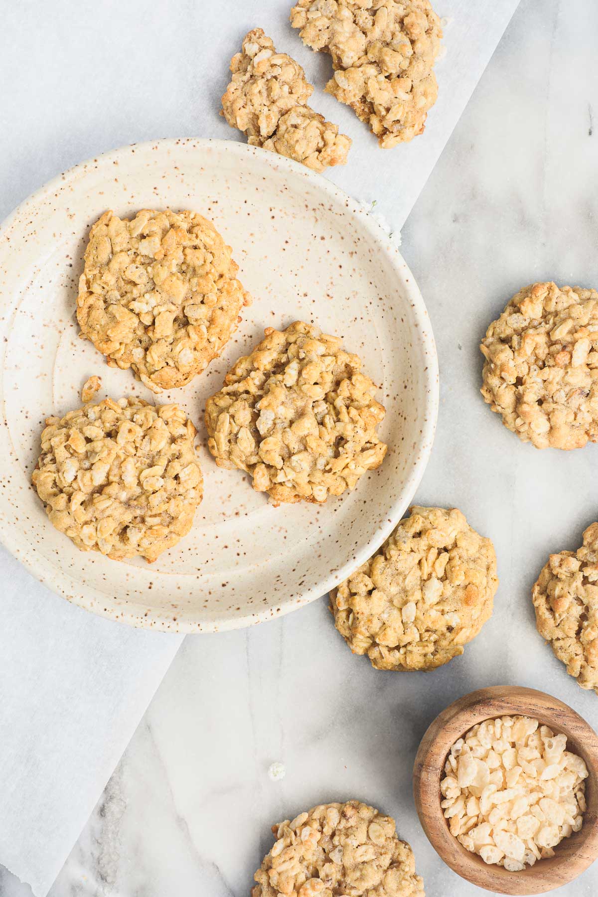 Oatmeal Rice Krispie Cookies on a plate.