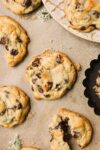 Chocolate Chip Cookies Without A Mixer displayed on a warm brown background.